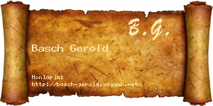 Basch Gerold névjegykártya